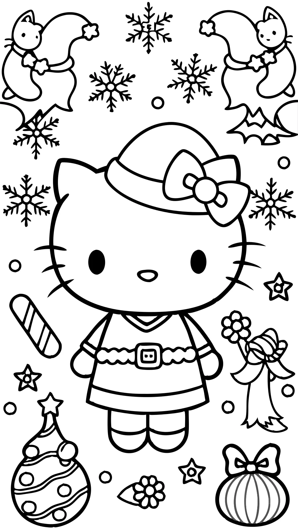 Hello Kitty Paginas para colorear de Navidad